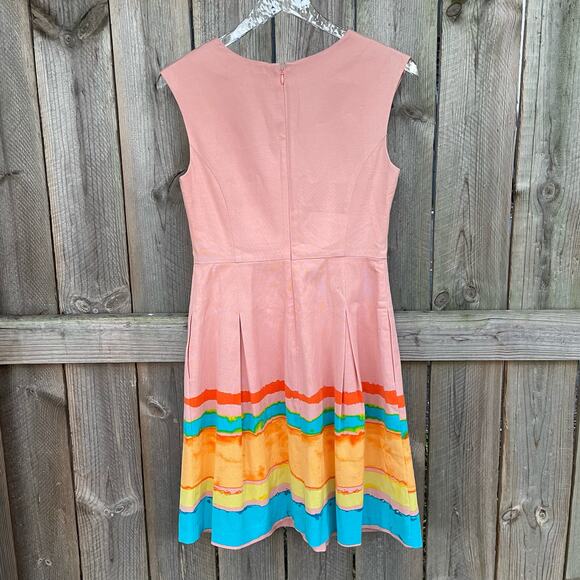 Anthropologie X Tracy Reese Dress Painterly Pleated Mini Fit & Flare Pink Size 2 - Picture 2 of 11